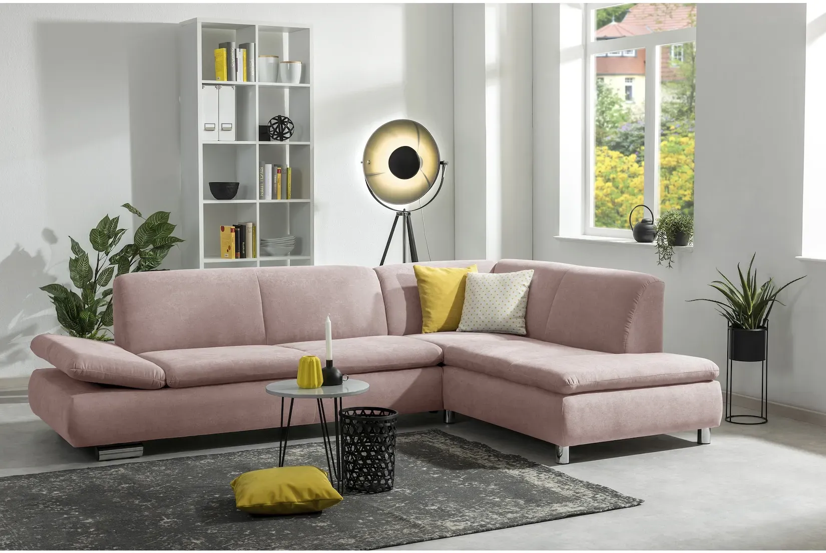 Max Winzer Terrence Sofa 2,5-Sitzer links mit Ecksofa rechts Flachgewebe rosé