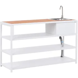 Outdoor-Kücheninsel mit Spüle AVETRANA Metall Braun / Weiß