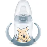 NUK First Choice Trinklernflasche | 6–18 Monate | 150 ml | Temperature Control Anzeige | Anti-Colic-Ventil | auslaufsichere Trinkschnabel | Ergonomische Griffe | BPA-frei | Disney Winnie Puuh blau