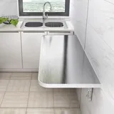 MBBTAG Wandmontierter Tisch Aus Edelstahl, Wandtisch Klappbar, Wandklapptisch Küche, Wandmontierter Klapptisch, Wandklapptisch Nimmt Keinen Platz, Geeignet Für Küche, Bad, Balkon(60x30cm)