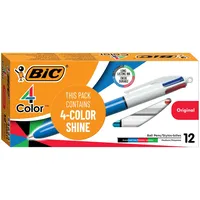 BIC 4-Color Ballpoint Pen, Medium Point (1.0mm), Assorted Inks, 12-Count, red