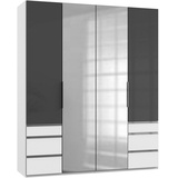 WIMEX Level 200 x 236 x 58 cm weiß/Grauglas mit Glas- und Spiegeltüren