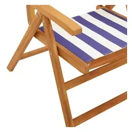 vidaXL Gartenstühle 2 Stk. Blau und Weiß Massivholz Akazie & Stoff