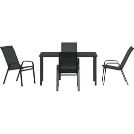 vidaXL Garten Essgruppe 5 pcs Schwarz Textilene und Stahl