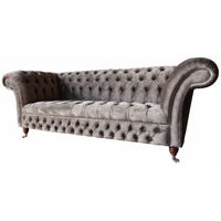 JVmoebel Chesterfield-Sofa, Sofa Chesterfield Wohnzimmer Klassisch Design Sofas Textil grau