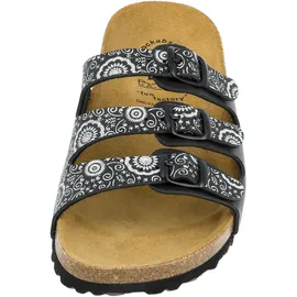 LICO Bioline Flower Pantoletten, Schwarz Silber, 39 EU