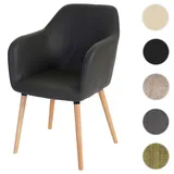 Einzelst�ck | Esszimmerstuhl Malmö T381, Stuhl Küchenstuhl, Retro 50er Jahre Design ~ Kunstleder, grau, helle Beine