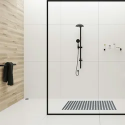 Relaxdays Antirutschmatte Dusche & Badewanne, 69 x 38 cm, rutschfeste Duschmatte mit Saugnäpfen, Badematte, grau/weiß