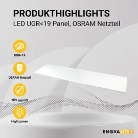 enovalite LED-Panel OSRAM-Driver, UGR<19 1200x300mm, 36W, 4320lm, 4000K - Deckenleuchte, ELED 600220 4320 lm,