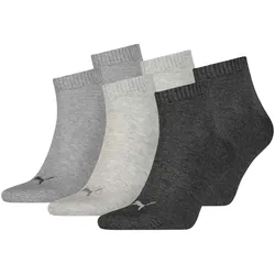 PUMA Unisex Socken, 6er Pack - Quarter, Sneaker Grau 43-46