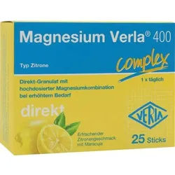MAGNESIUM VERLA 400 Zitrone Direkt-Granulat 25 St