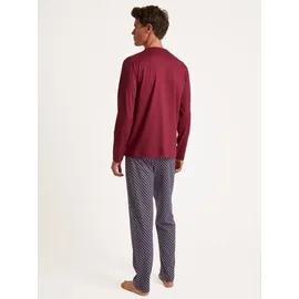 CALIDA Relax Imprint Schlafanzug, Brusttasche, für Herren, Pyjama rot Jersey-Baumwolle gemustert, rot, NOS