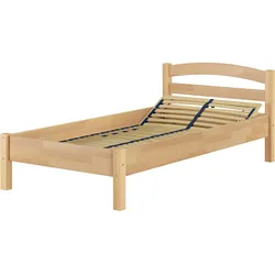 Erst-Holz Überlanges Holzbett Buche natur 100x220 Holzbett Zubehör wählbar V-60.73-10-220Federholzrahmen inkl.