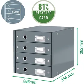 Leitz Schubladenbox Click & Store 28,6 x 28,2 x 35,8 cm 4-tlg. schwarz