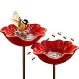 2026 Neue Blumen Gartenstecker Bienentränke Metall, Blumenform Fütterungsschale, Outdoor-Vogelfutterstation, Garten, Hof, Terrasse Bienen-Vogeltränke,insektentränke Garten (2)