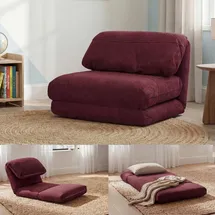 MCW Schlafsessel MCW-E68 Stoff/Textil 75 x 90 x 100 cm Bordeaux mit verstellbarer Rückenlehne