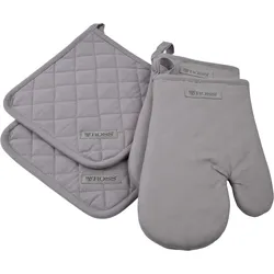 Topflappen ROSS "Exclusiv", silber (silberfarben), 100% Baumwolle, Topflappen, 2x Topflappen und 2x Grillhandschuh, 100% Baumwolle