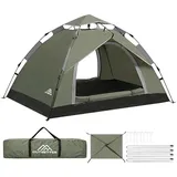 Campingzelt, 1–2 Personen, sofortiges Pop-Up-Zelt, Winddicht, groß, leicht, 4-Jahreszeiten-Zelt, mit Abnehmbarer Außenplane und Tragetasche, einfacher Aufbau