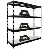 Proregal Schwerlastregal Metall 200x200x60cm Schwarz 4 Melamin-Ebenen
