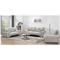 Beautysofa Polstergarnitur Maxime lux, (Sessel + Zweisitzer + Dreisitzer aus Kunstleder, Couchgarnitur im modernes Stil), mit Wellenfedern, mit dekorativen Nähten und bequemer Sitz beige