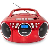 Karcher RR 5042-R tragbares Radio mit CD-Player und Kassettenspieler Batterie-/Netzbetrieb, AUX-In) rot