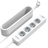 TESSAN 4 Fach Mehrfachsteckdose mit Verlängerungskabel 10M, Steckdosenleiste mit 1 USB C und 2 USB A, Mehrfachstecker mit Schalter, 3600W Verteilersteckdose Steckerleiste, Mehrfachsteckdosen mit USB