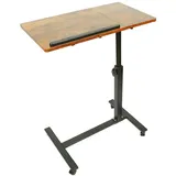 OHMG Beistelltisch aus Holz, höhenverstellbar, faltbar, stabil und langlebig, multifunktional, ergonomisch, rustikal, um 360 Grad drehbar, gelb/braun (60 x 34,5 x 58/90 cm)