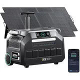IEE P3200 Tragbare Powerstation mit 2X200W Solarpanel, 2048Wh/3200W(Max 6400W) LiFePO4 Akku, 80% Ladung <1 Std, Solargenerator für Camping, Wohnmobil & Notstrom(optional mit Solarpanel)