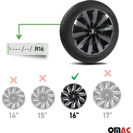 Sparco Radabdeckungen Lazio 16 Zoll ABS schwarz / grau 4er Set - Schwarz