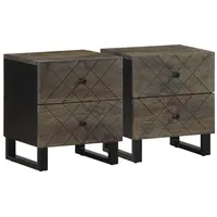 VidaXL Nachttische 2 Stk. Schwarz 40x33x46 cm Massivholz Mango