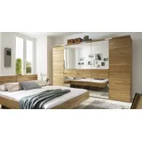 Drehtüren-Kleiderschrank Binita Massivholz Wildeiche H:216cm/B:181cm/T:60cm mit Spiegel, Soft-Close