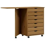 vidaXL Rollschrank mit Schreibtisch MOSS Honigbraun Massivholz Kiefer