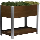 Dobar dobar® WPC-Hochbeet auf Stelzen für Garten und Balkon als Bausatz in Holzoptik - Pflanzkasten wetterfest mit Ablagefläche für Gemüse und Kräuter - 91 x 50 x 80 cm Braun