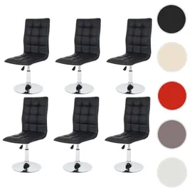 Mendler 6er-Set Esszimmerstuhl HWC-C41, Stuhl Küchenstuhl, höhenverstellbar drehbar, Kunstleder ~ schwarz