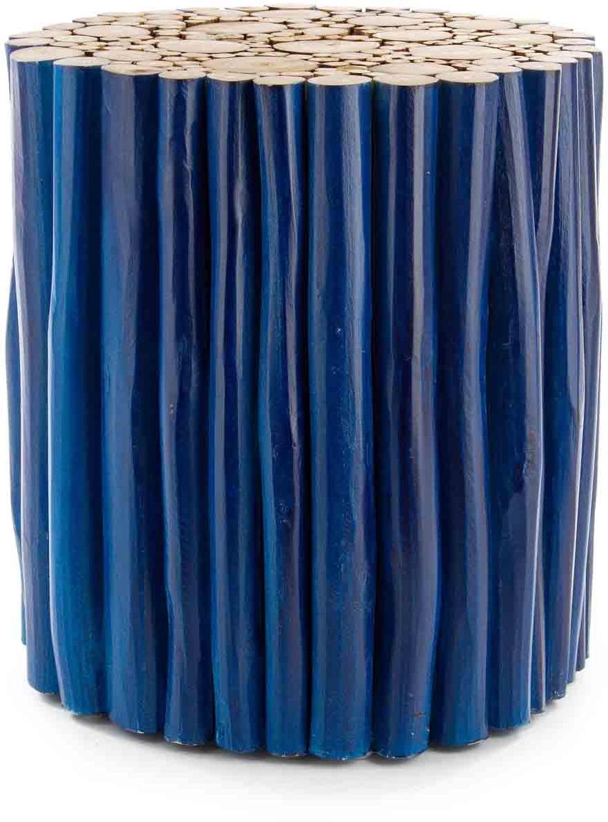 Beistelltisch Guadalupe aus Teakholz, Blau Ø 38 cm