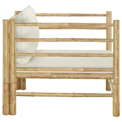 vidaXL Gartensofa mit Kissen Cremeweiß Bambus