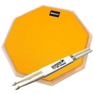 keepdrum DPOR12 Practice Pad Übungspad Schlagzeug Orange 12 Zoll + Drumsticks