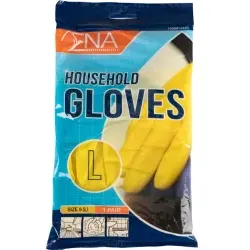 ENA Household Haushaltshandschuhe, Latex, gelb 1999914423 , 1 Packung = 12 Paar, Größe L