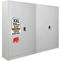 Proregal Flügeltürenschrank ELEPHANT komplett montiert abschließbar 180x120x40cm 4 Ebenen Stahlschrank Lichtgrau