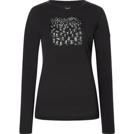 super.natural Free Ski Tickets LS Damen jet black/feather grey XL