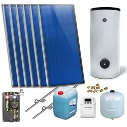 Flachkollektoren Warmwasser Solarpaket 6 Kollektoren Speicher Flachkollektor