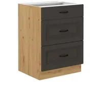 Küchen-Preisbombe Küchen Unterschrank 60 cm Stilo Grau + Eiche