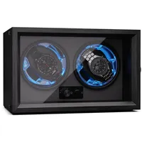 Klarstein Uhrenbeweger für Automatikuhren, Automatik-Uhrenbeweger für 2 Uhren, Automatikuhr Uhrenbeweger mit Acryl-Tür, Automatischer Uhrenbeweger, Blaue LEDs, Watch Winder mit 4 TPD Einstellungen