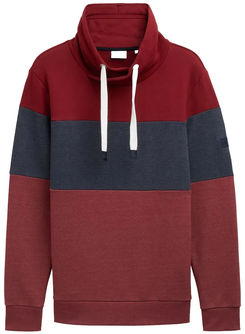 TOM TAILOR Herren Sweatshirt mit Colour Blocking, rot, Colour Blocking, Gr. M