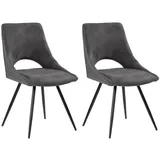 PRO.COM Polsterstühle 2er Set ERNESTO, Grau - Schwarz - Kunstleder - Mikrofaser - Metallgestell - 2er Set