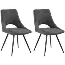 PRO.COM Polsterstühle 2er Set ERNESTO, Grau - Schwarz - Kunstleder - Mikrofaser - Metallgestell - 2er Set