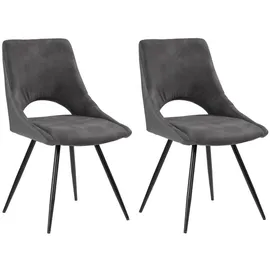 PRO.COM Polsterstühle 2er Set ERNESTO, Grau - Schwarz - Kunstleder - Mikrofaser - Metallgestell - 2er Set