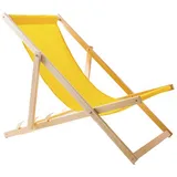 woodok Liegestuhl aus Buchholz Strandstuhl Sonnenliege Gartenliege für Strand, Garten, Balkon und Terrasse Liege Klappbar bis 120kg Gelb