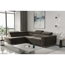 kaiser möbel Ecksofa mit schlaffunktion und bettkasten, Eckcouch ATOM BRAUN Links - Braun