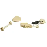 Katzentreppe, 5-teiliges Set, 2 Kratzstämme, 2 Plattformen Mit Plüschbezug, Hängematte, Beige
